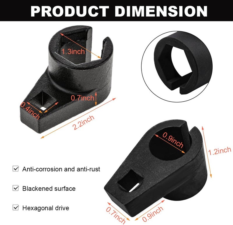 Wevdn Oxygen Sensor Socket, 3/8-Inch Drive by 7/8-Inch 22mm, Offset 6-Point, Automotive Oxygen Sensor Remover Tool - Image 2